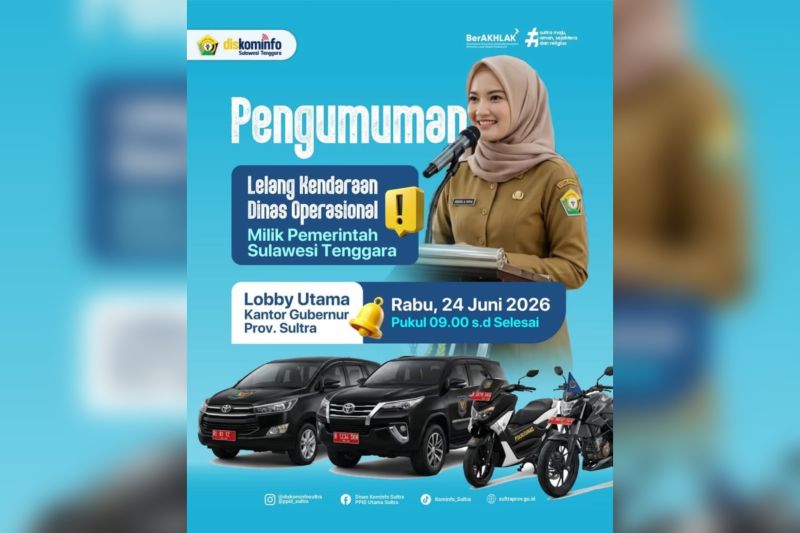 Terbuka untuk Umum! Pemprov Sultra Lelang Kendaraan Dinas Rabu Ini, Catat Lokasinya