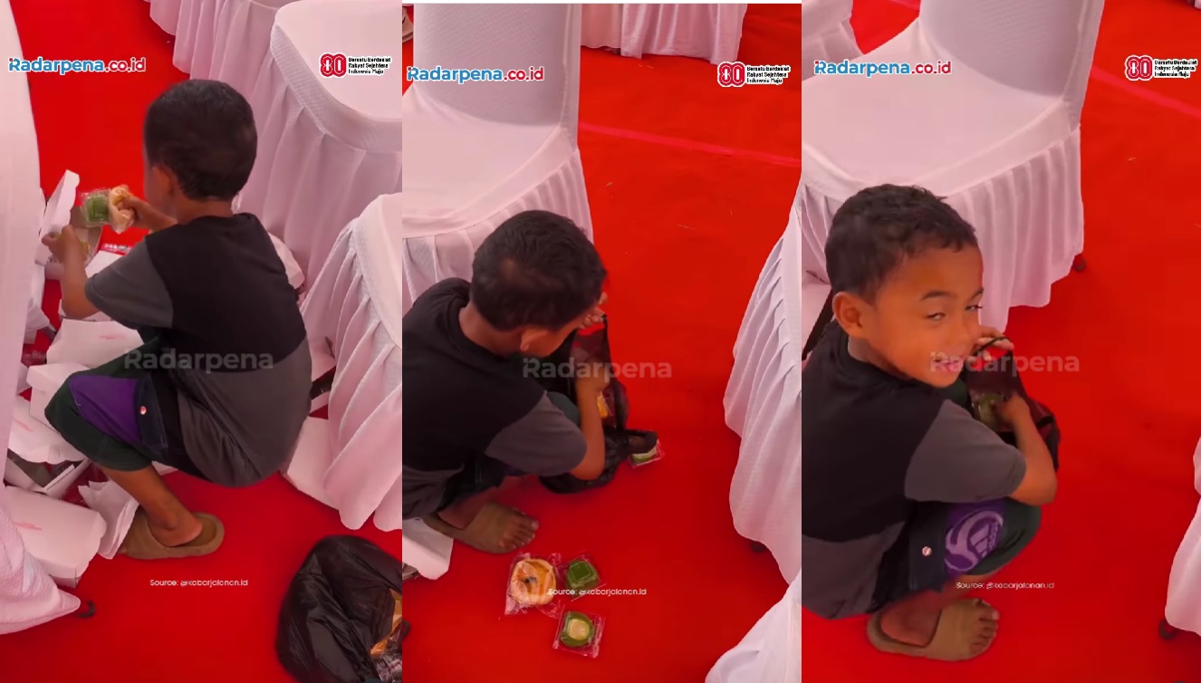 Viral Video Bocah di Gowa Pungut Sisa Makanan Usai Upacara HUT RI ke-80, Publik Tersentuh