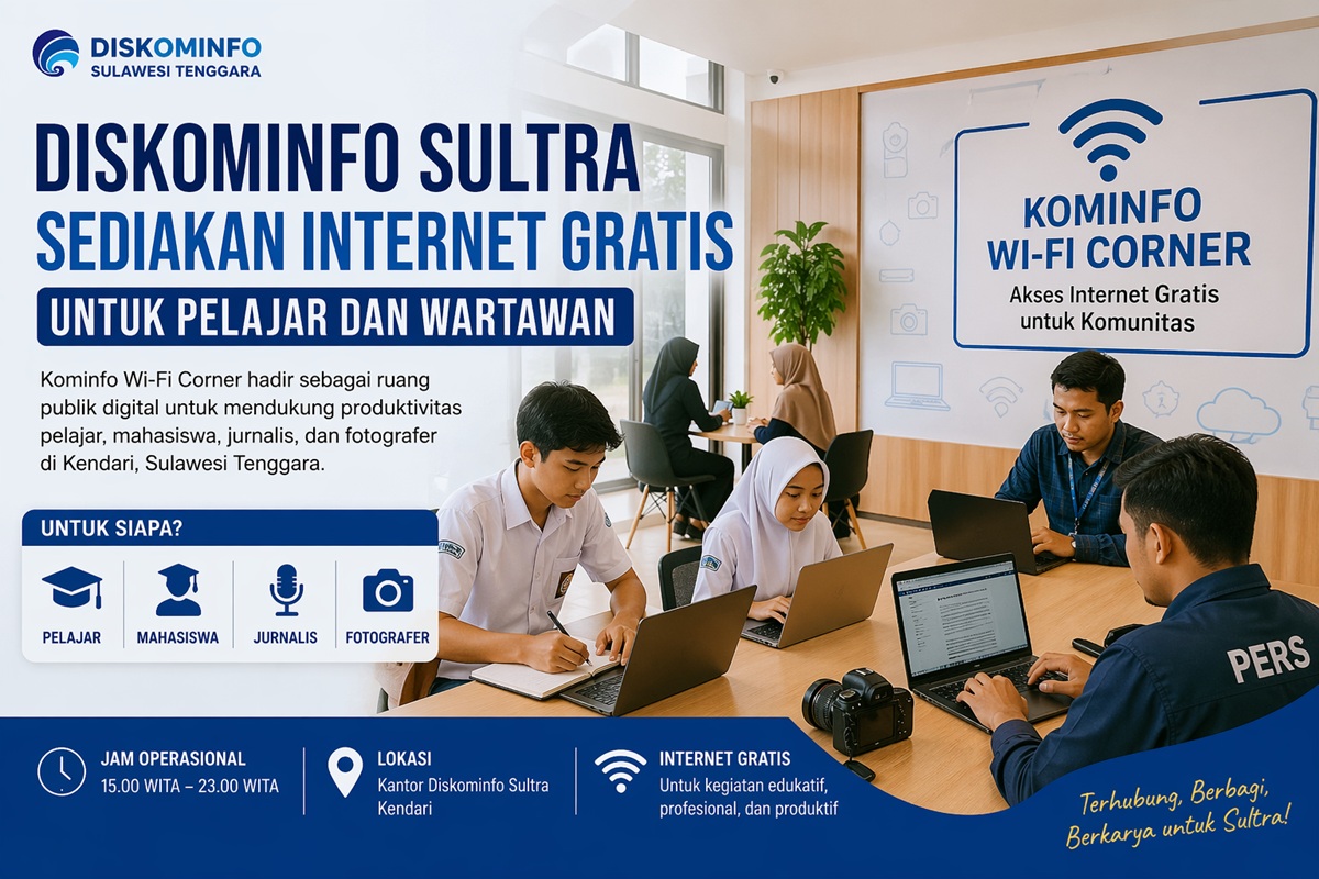 Diskominfo Sultra Hadirkan Wi-Fi Gratis untuk Pelajar hingga Jurnalis di Kendari