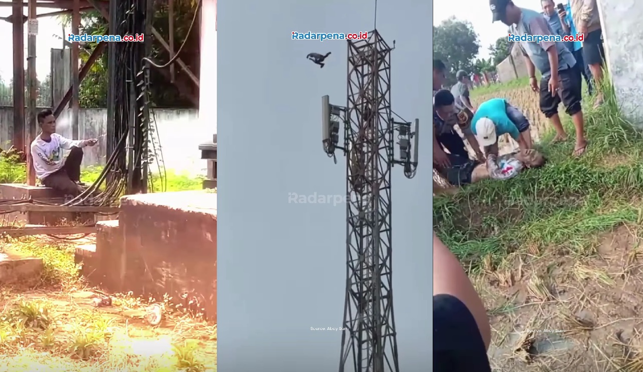 Detik-Detik Peristiwa Tragis Terekam Kamera! Pria di Cianjur Lompat dari Tower
