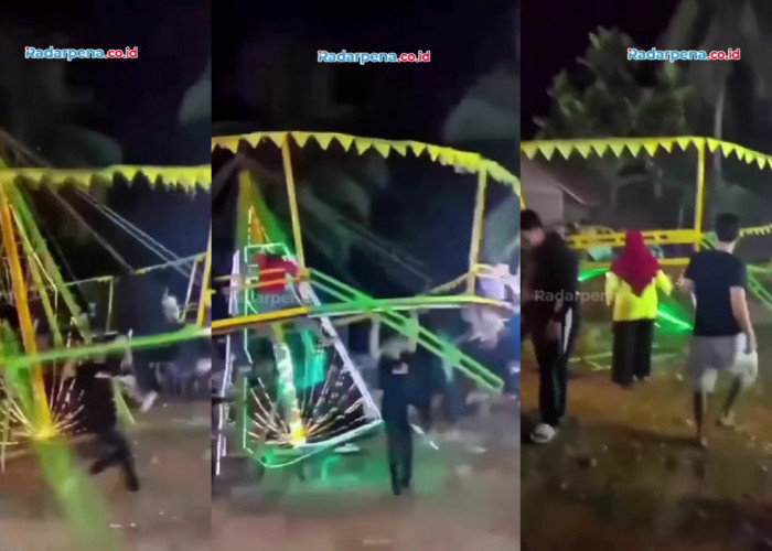 Detik-Detik Wahana Ombak Banyu Ambruk di Purworejo, 10 Pengunjung Terluka, Suasana Pasar Malam Jadi Mencekam