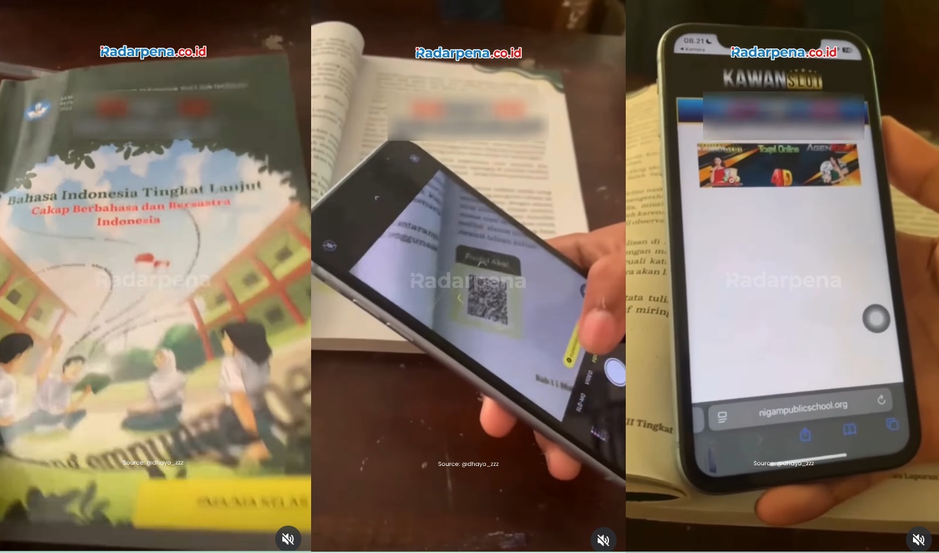 Bahaya! Buku Pelajaran Bahasa Indonesia Kelas 12 Diduga Berisi QR Code Situs Judi Online