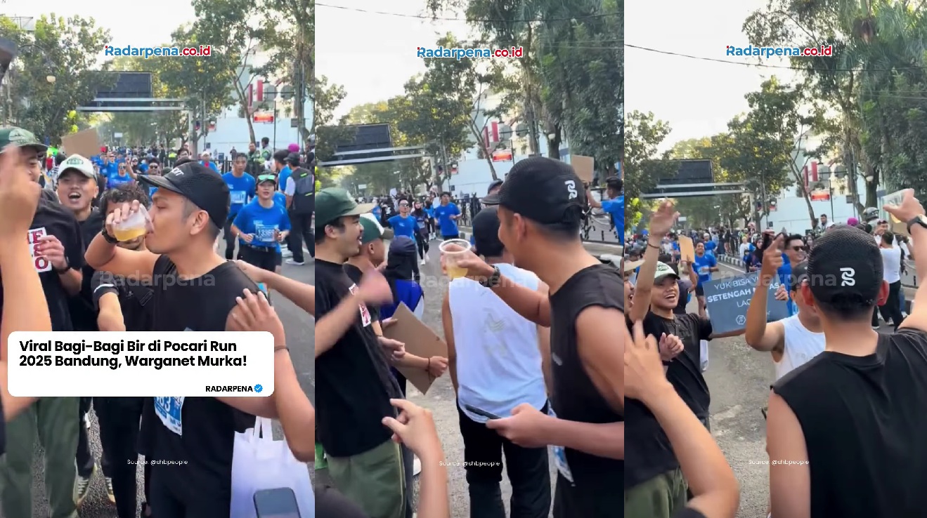 Geger! Video Aksi Bagi-Bagi Bir Warnai Pocari Sweat Run 2025 di Bandung