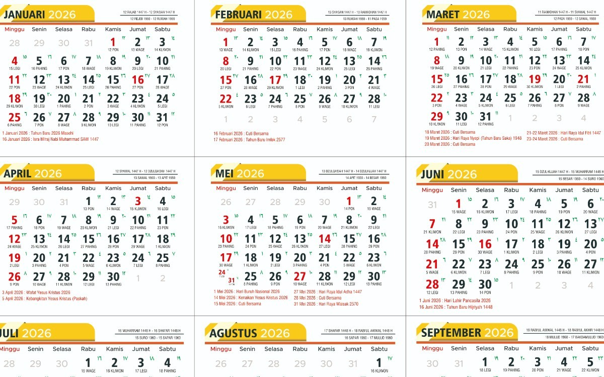 Kalender Libur Nasional 2026: Banjir Long Weekend