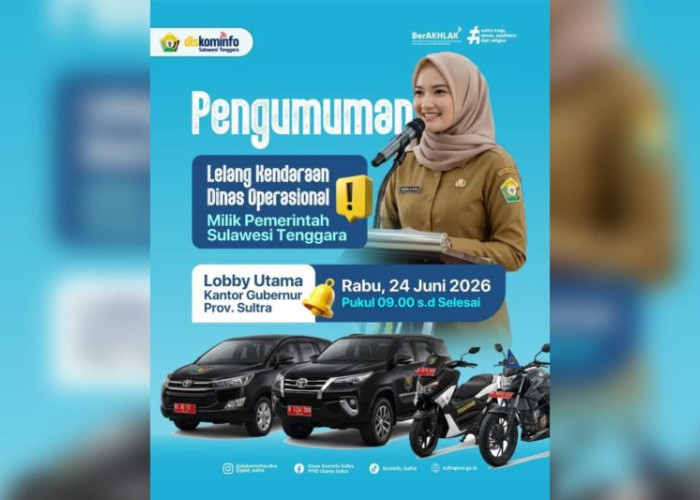 Terbuka untuk Umum! Pemprov Sultra Lelang Kendaraan Dinas Rabu Ini, Catat Lokasinya