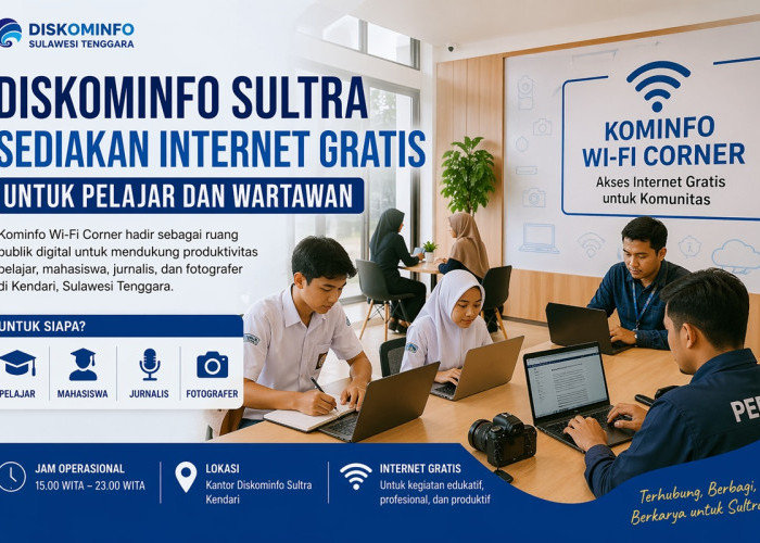 Diskominfo Sultra Hadirkan Wi-Fi Gratis untuk Pelajar hingga Jurnalis di Kendari