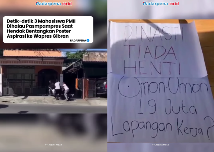 Aksi Damai Protes Gibran, Bentangkan Poster ‘Omon-omon 19 Juta Lapangan Kerja’, 3 Mahasiswa PMII Diamankan
