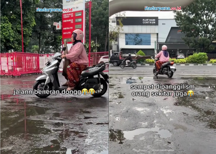 Bikin Ngakak! Aksi Ibu-Ibu Tancap Gas Lupa Turunkan Jok Motor Usai Isi BBM di Bandung