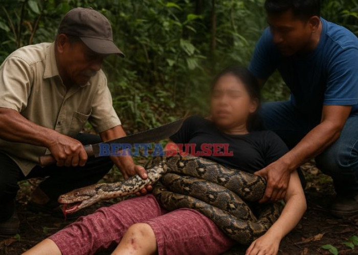 Ngeri! Penampakan Gadis 15 Tahun Nyaris Tewas Dililit Ular Piton 7 Meter di Sultra