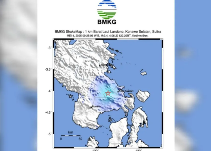 Konawe Selatan Diguncang Gempa M 3.4, BMKG: Gempa Dangkal Penyebabnya Aktivitas Sesar Pelosika